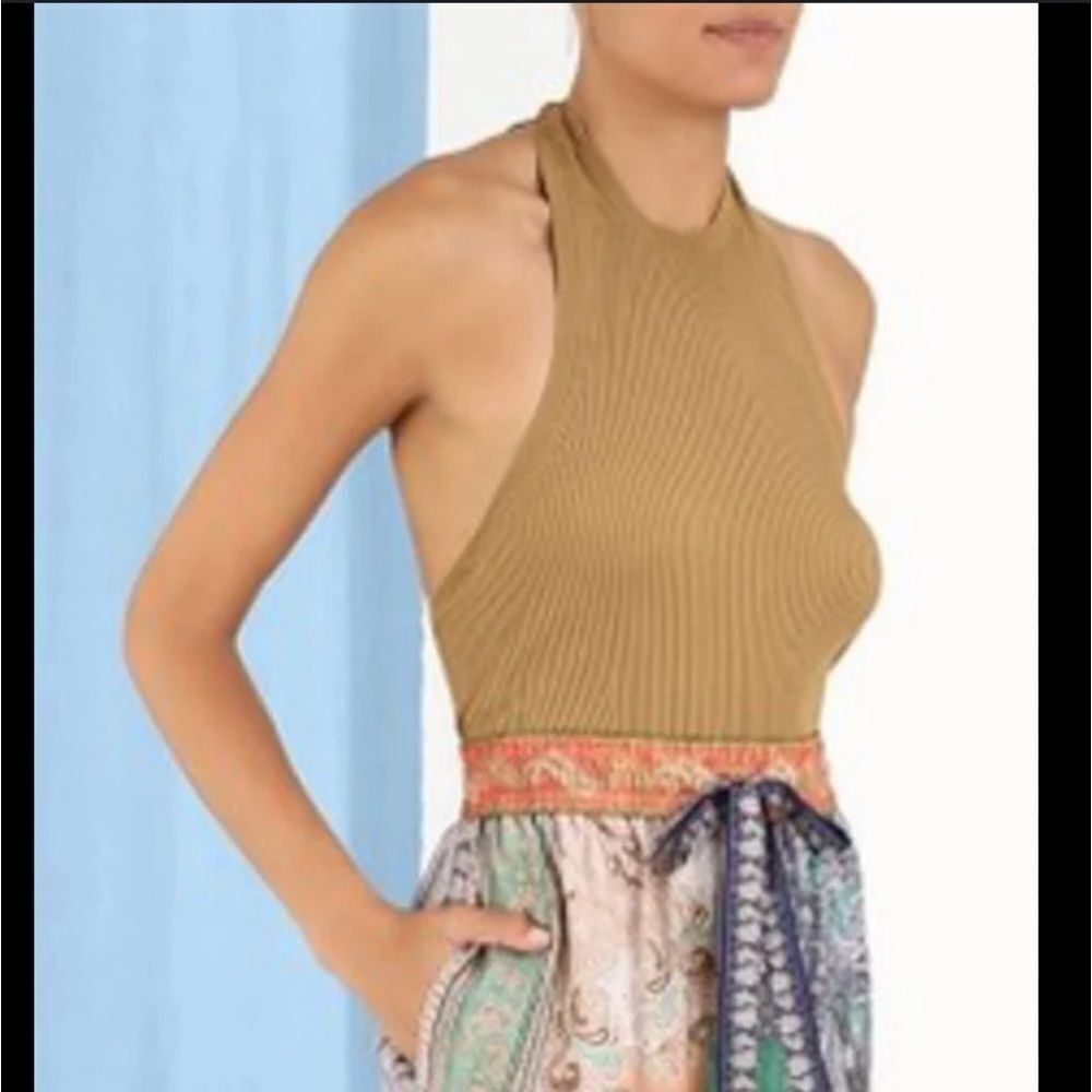 Zimmermann Camel Ribbed Halter Tank Top - Picture 12 of 15